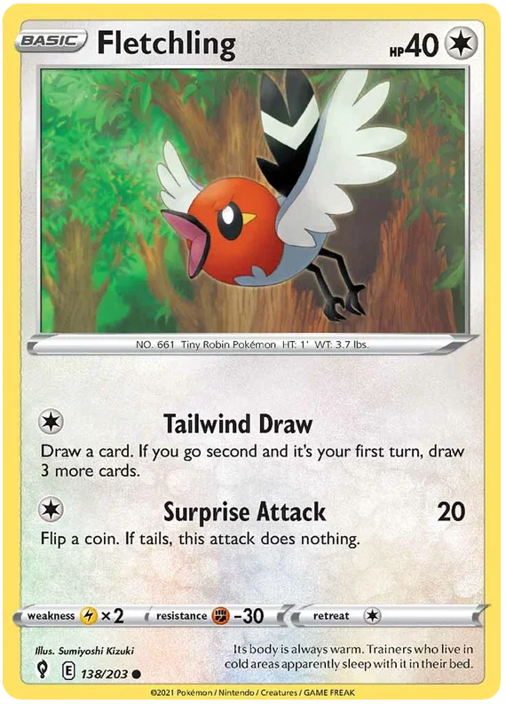 Fletchling 138/203 - Pokemon TCG Evolving Skies card