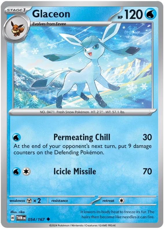 Glaceon Twilight Masquerade Pokemon Single 054/167