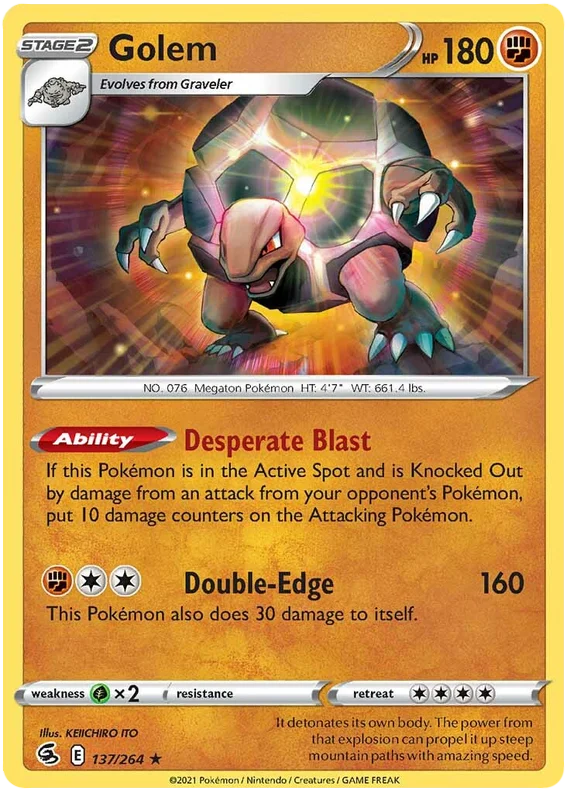 Golem Fusion Strike Pokemon Card Singles 137/264