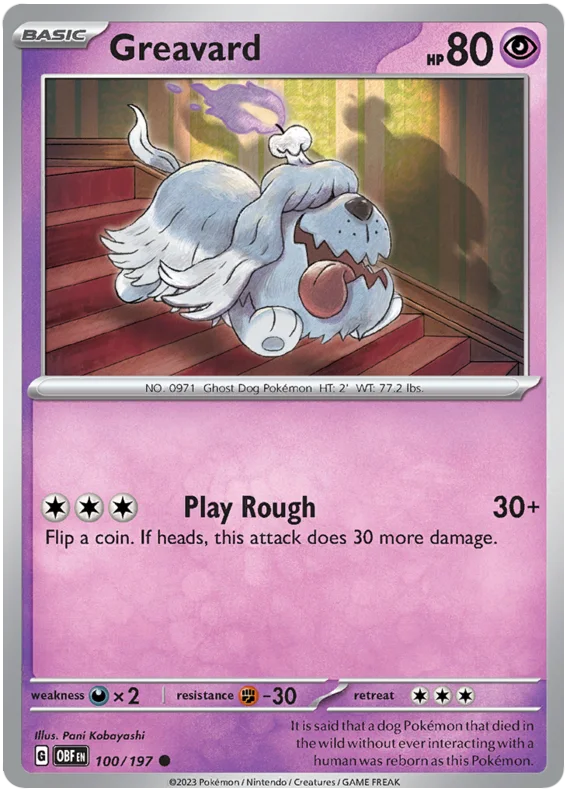 Greavard 100 Obsidian Flames Single Pokemon Card