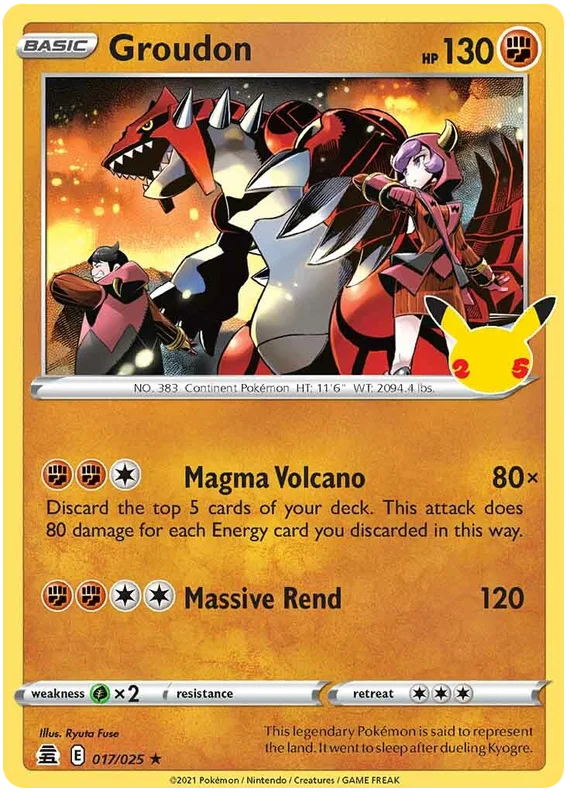 Groudon Celebrations Pokemon Card Single 017/025