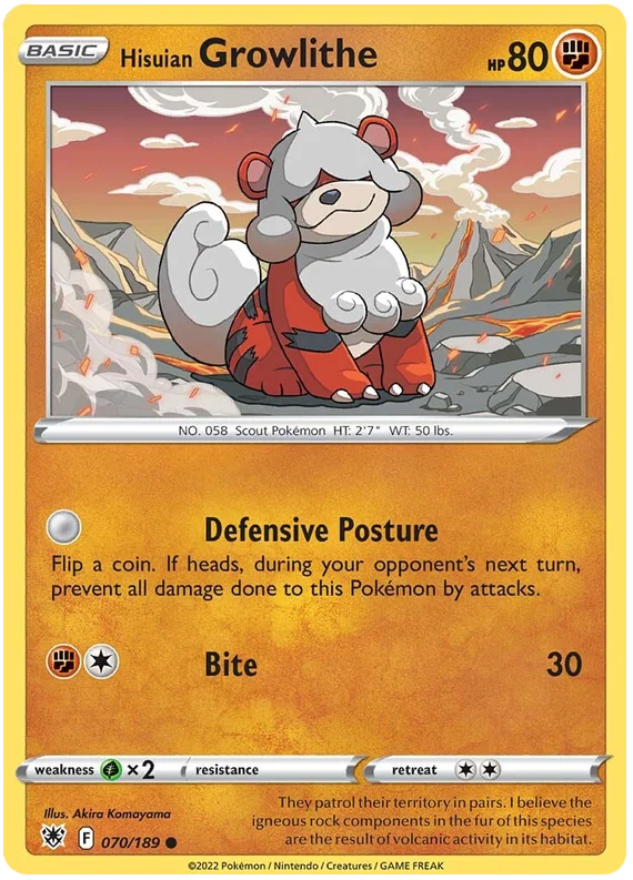 Hisuian Growlithe Astral Radiance Pokemon Card Singles 070/189