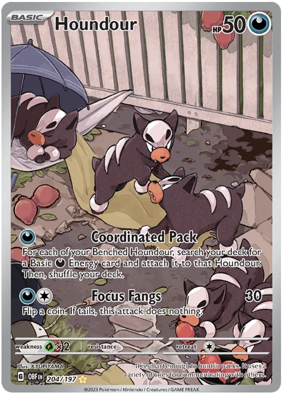 Houndour Illustration Rare Obsidian Flames Single Pokemon Card