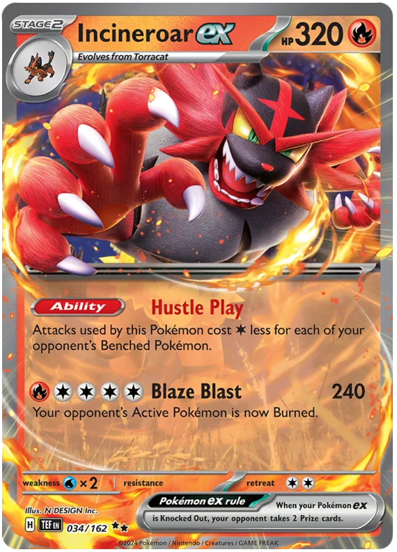 incineroar ex Temporal Forces Pokemon Single 034/162