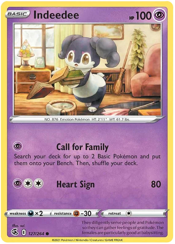 Indeedee Fusion Strike Pokemon Card Singles 127/264
