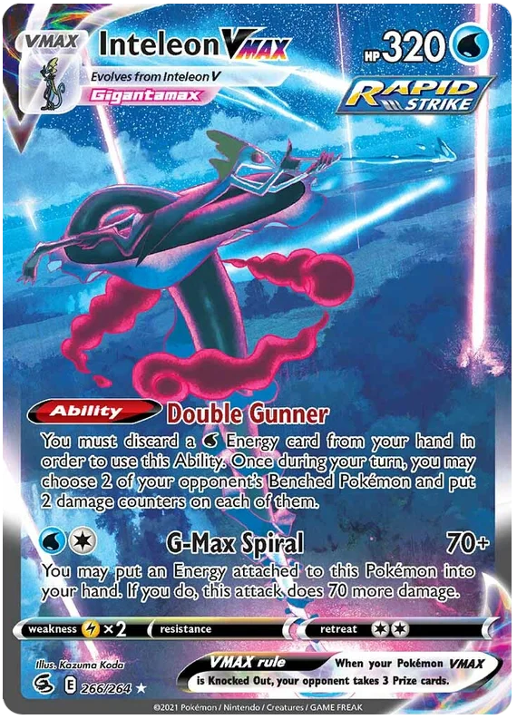 Inteleon VMAX Fusion Strike Pokemon Card Singles 266/264