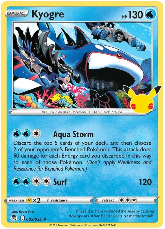 Kyogre Celebrations Pokemon Card Single 003/025