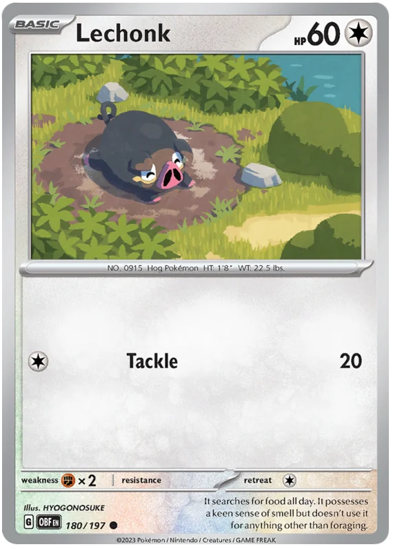Lechonk 180 Obsidian Flames Single Pokemon Card