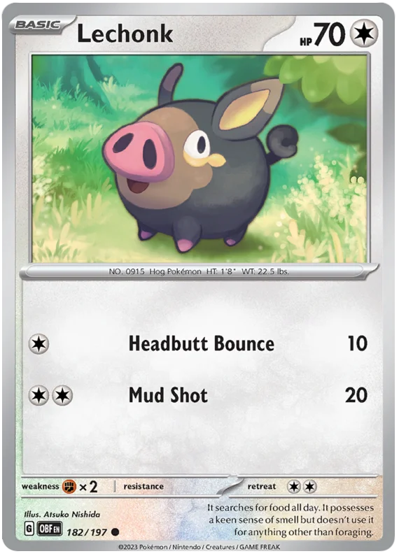 Lechonk 182 Obsidian Flames Single Pokemon Card