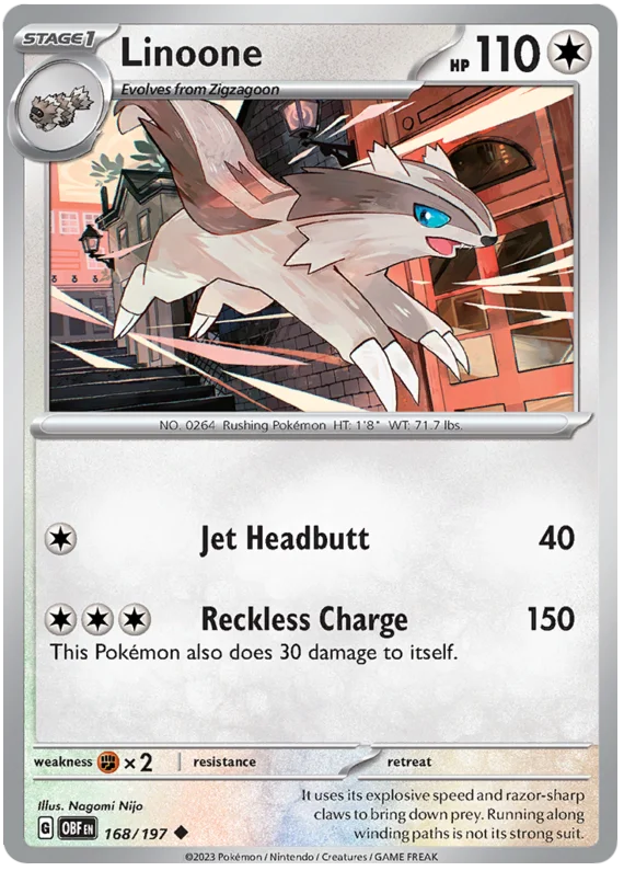 Linoone Obsidian Flames Single Pokemon Card