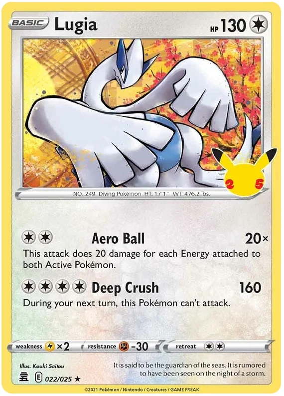 Lugia Celebrations Pokemon Card Single 022/025