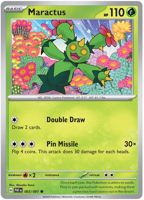 Maractus Paldean Fates Pokemon Card Single 003/091