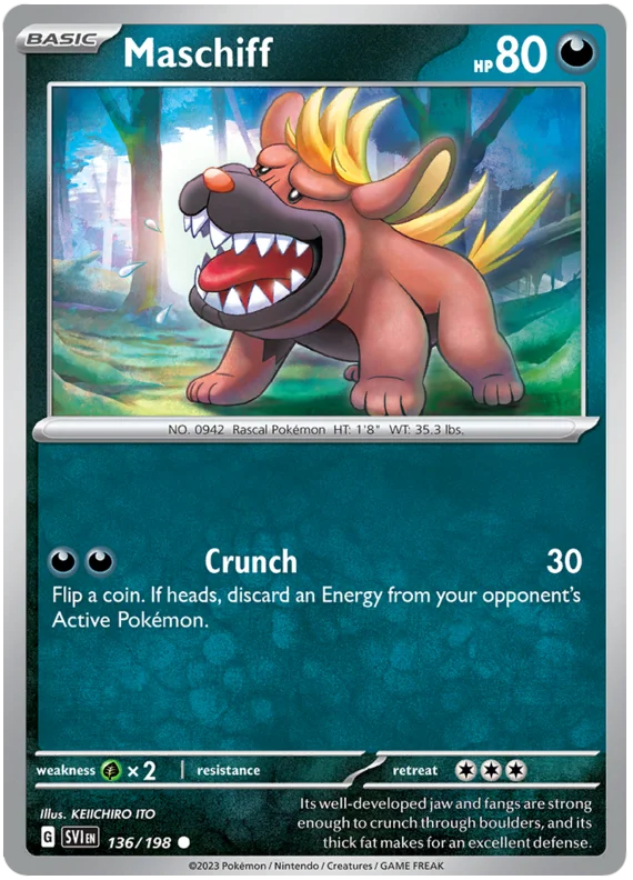 Maschiff 136 Scarlet & Violet Base Set Pokemon Card Single