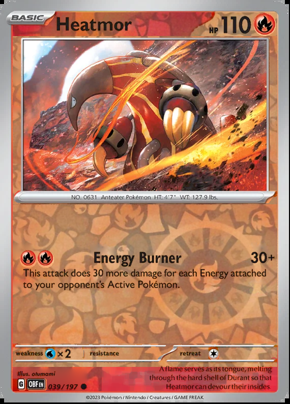 Heatmor 039/197, Obsidian Flames, Reverse Holo, representative matte composite