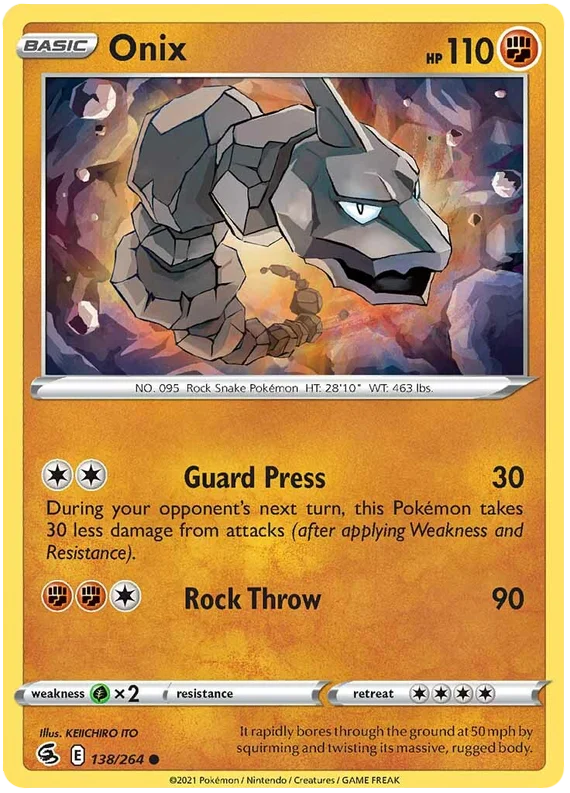 Onix Fusion Strike Pokemon Card Singles 138/264