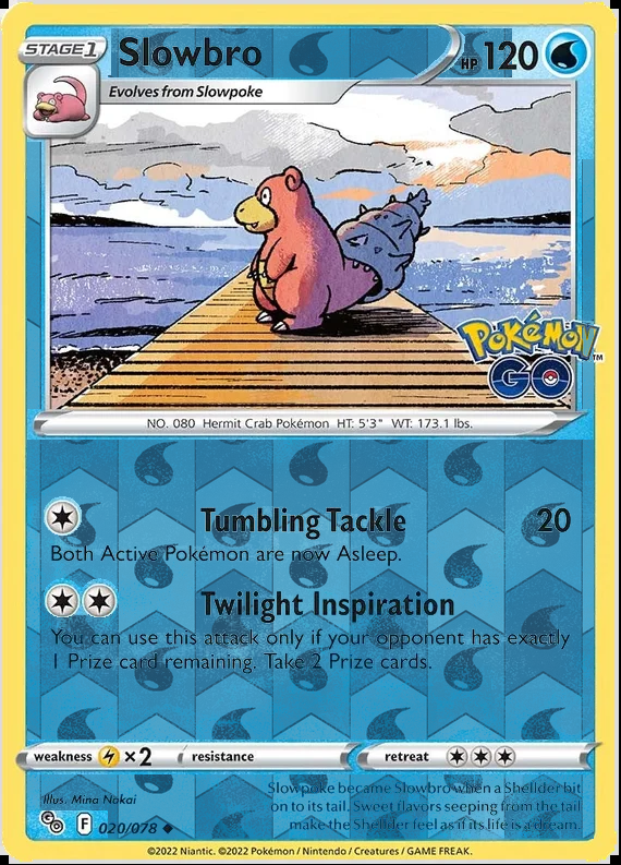 Slowbro 020/078, Pokémon GO, Reverse Holo finish, representative matte composite