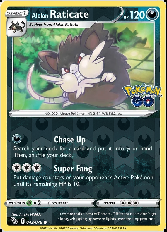 Alolan Raticate 042/078, Pokémon GO, Reverse Holo finish, representative matte composite