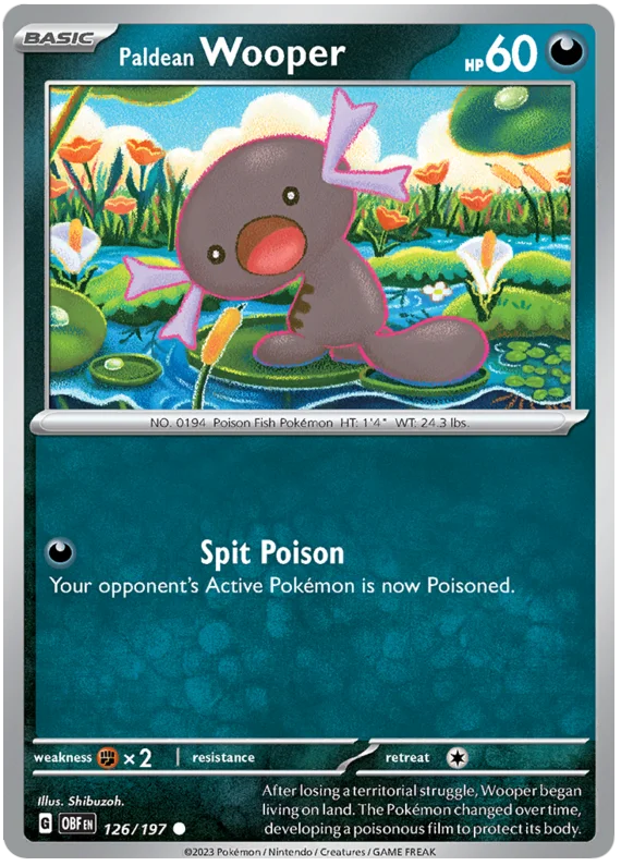 Paldean Wooper 126 Obsidian Flames Single Pokemon Card
