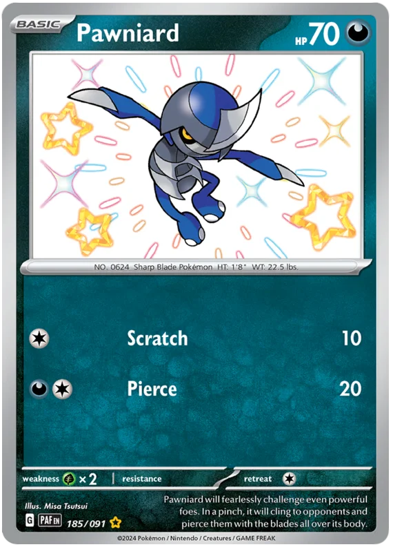 Pawniard Paldean Fates Pokemon Card Single 185/091