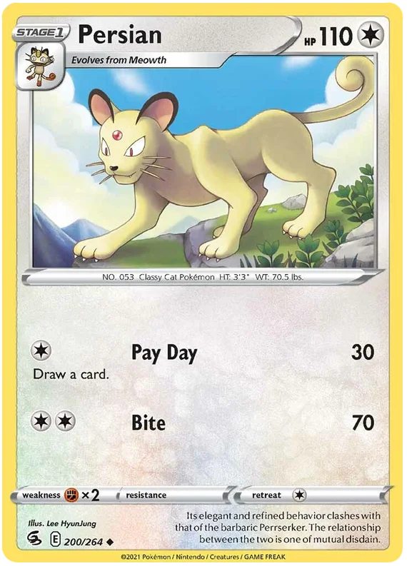 Persian Fusion Strike Pokemon Card Singles 200/264