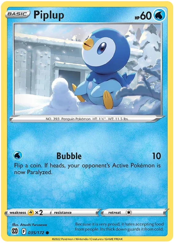 Piplup Brilliant Stars Pokemon Card Singles 035/172