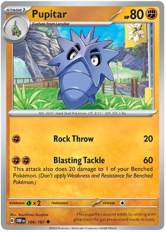 Pupitar Obsidian Flames Single Pokemon Card