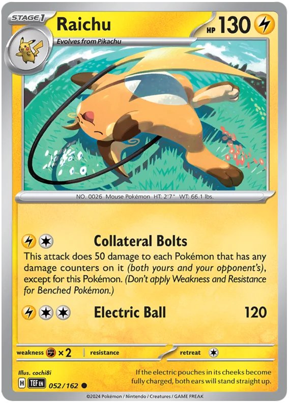 Raichu Temporal Forces Pokemon Single 052/162