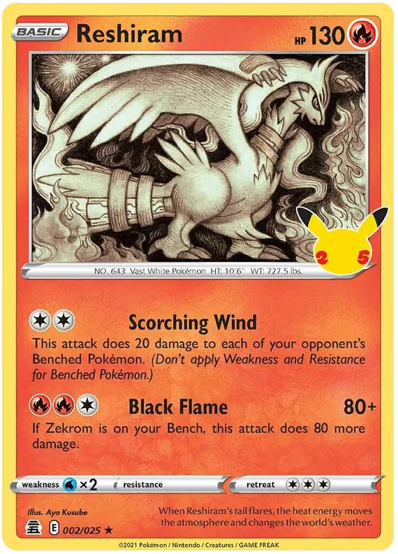 Reshiram Celebrations Pokemon Card Single 002/025