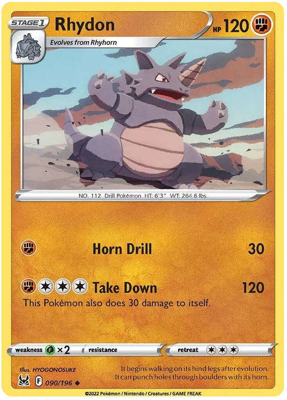 Copy of Rhydon Lost Origin Pokemon Single Card 090/196