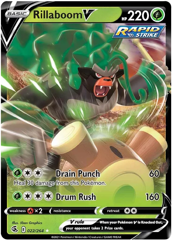Rillaboom V Fusion Strike Pokemon Card Singles 022/264
