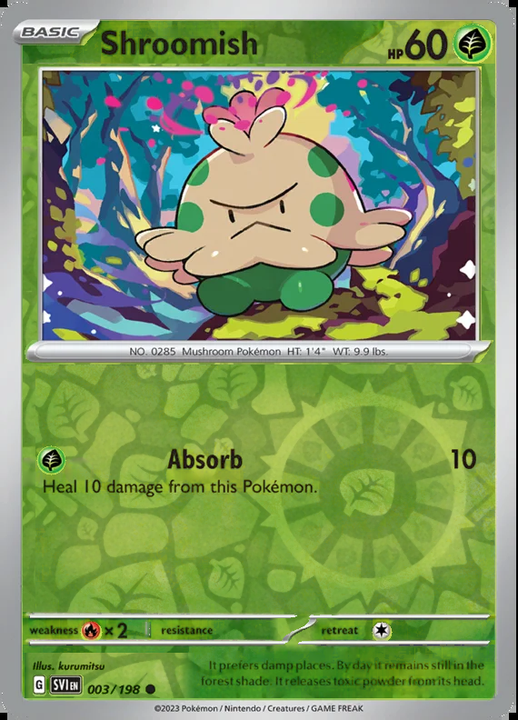 Shroomish 003/198, Scarlet & Violet Base, Reverse Holo, representative matte composite