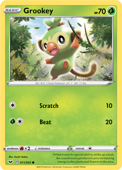 Grookey - Sword & Shield 011/202 Pokémon card
