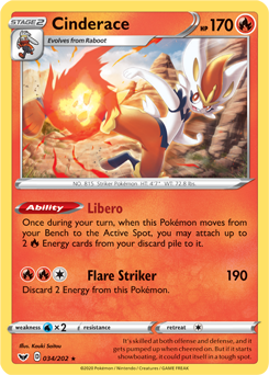 Cinderace - Sword & Shield 034/202 Pokémon card