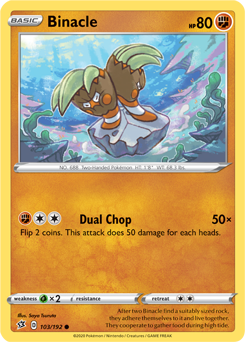 Binacle - Rebel Clash 103/192 Pokémon card