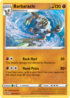 Barbaracle - Rebel Clash 104/192 Pokémon card