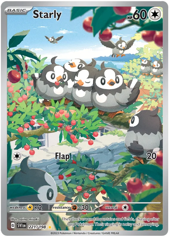 Starly Illustration Rare Scarlet & Violet Base Set Pokemon Card Single