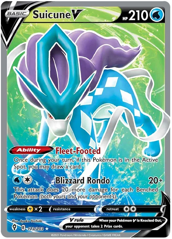 Suicune V (Full Art) 173/203 - Pokemon TCG Evolving Skies card