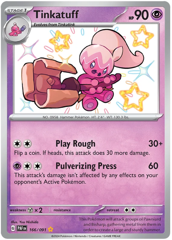 Tinkatuff Paldean Fates Pokemon Card Single 166/091