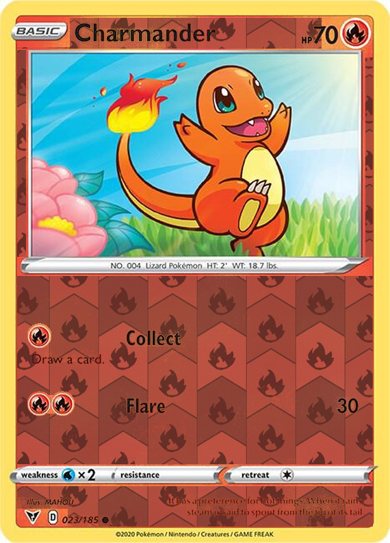 Charmander 023/185, Vivid Voltage, Reverse Holo finish, representative matte composite