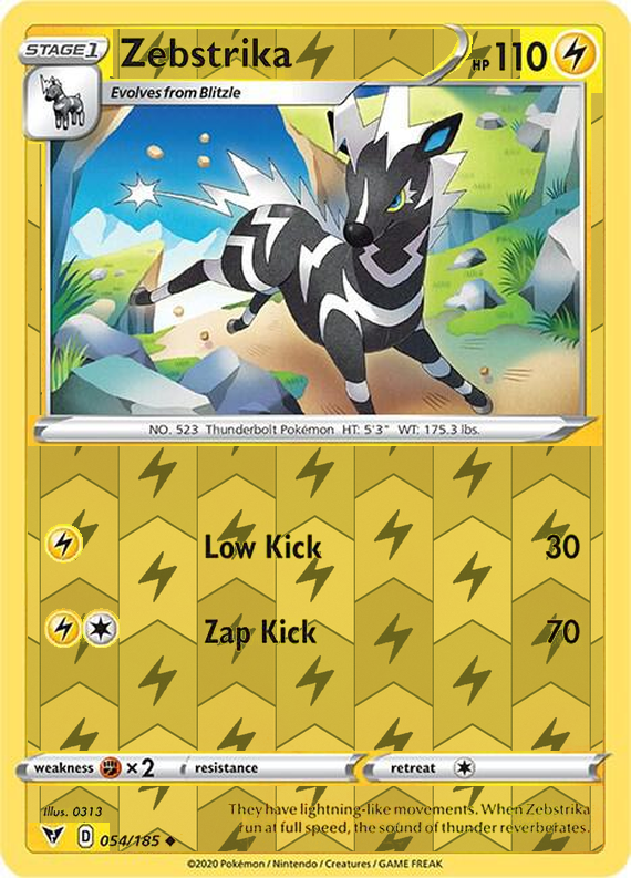Zebstrika 054/185, Vivid Voltage, Reverse Holo finish, representative matte composite