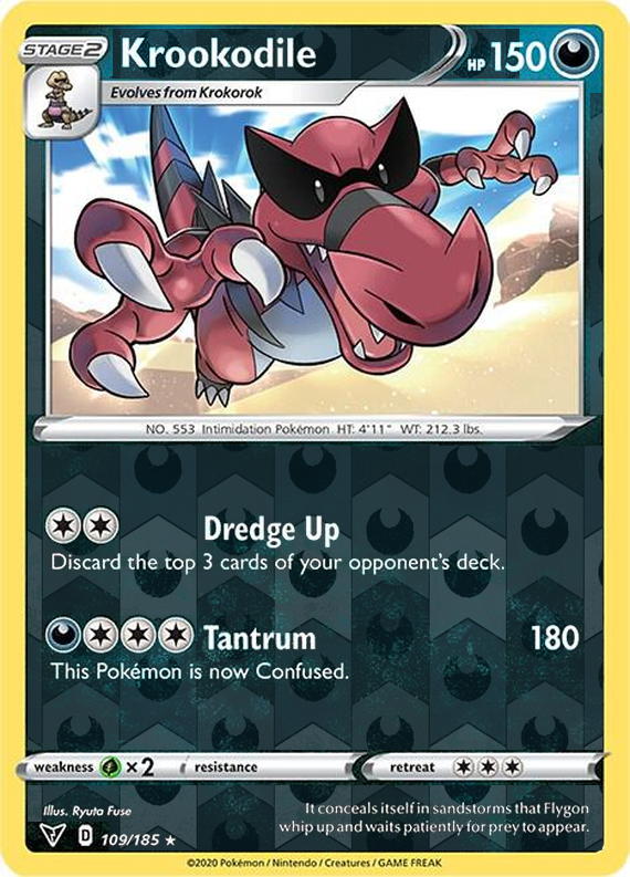 Krookodile 109/185, Vivid Voltage, Reverse Holo finish, representative matte composite