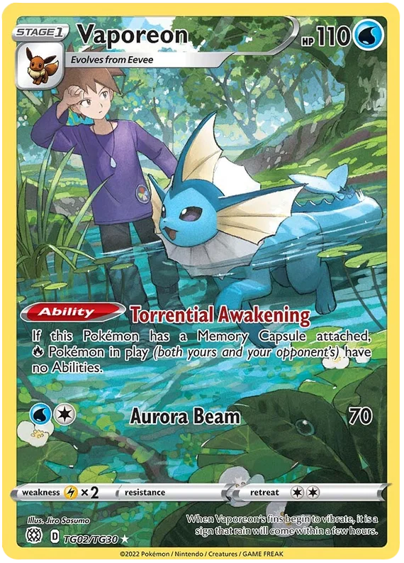Vaporeon Brilliant Stars Trainer Gallery Pokemon Card Singles TG02/TG30