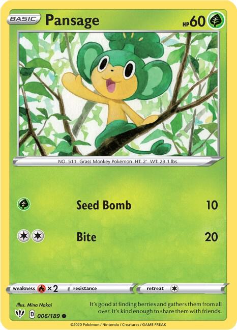 Pansage - Darkness Ablaze 006/189 Pokémon card