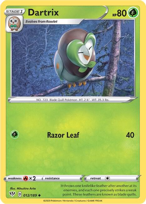 Dartrix - Darkness Ablaze 012/189 Pokémon card