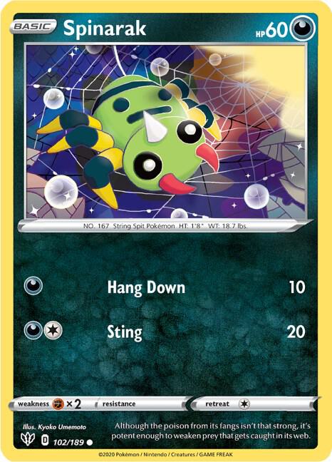Spinarak - Darkness Ablaze 102/189 Pokémon card