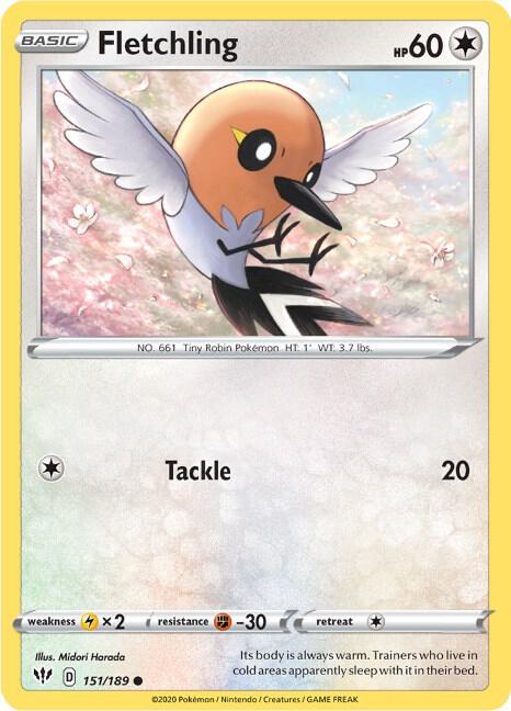 Fletchling - Darkness Ablaze 151/189 Pokémon card