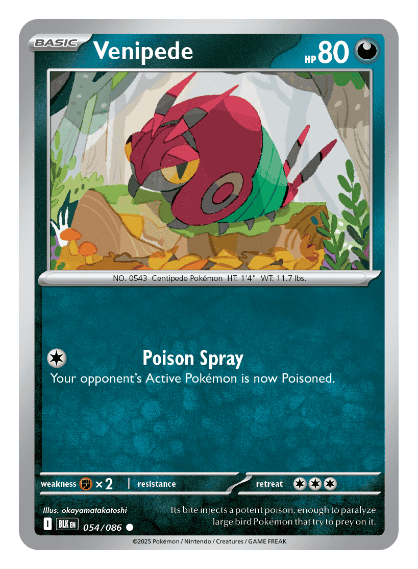 Venipede 054/086 - Pokémon TCG Black Bolt card