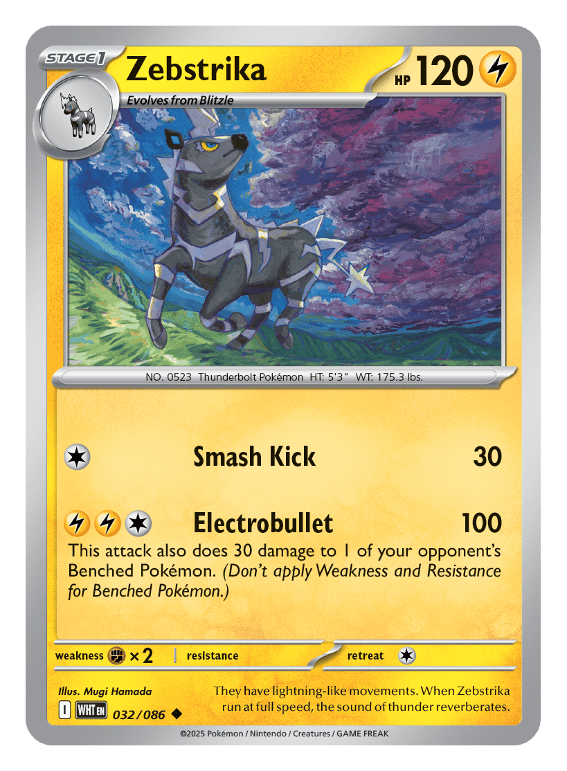 Zebstrika 032/086 - Pokémon TCG White Flare card