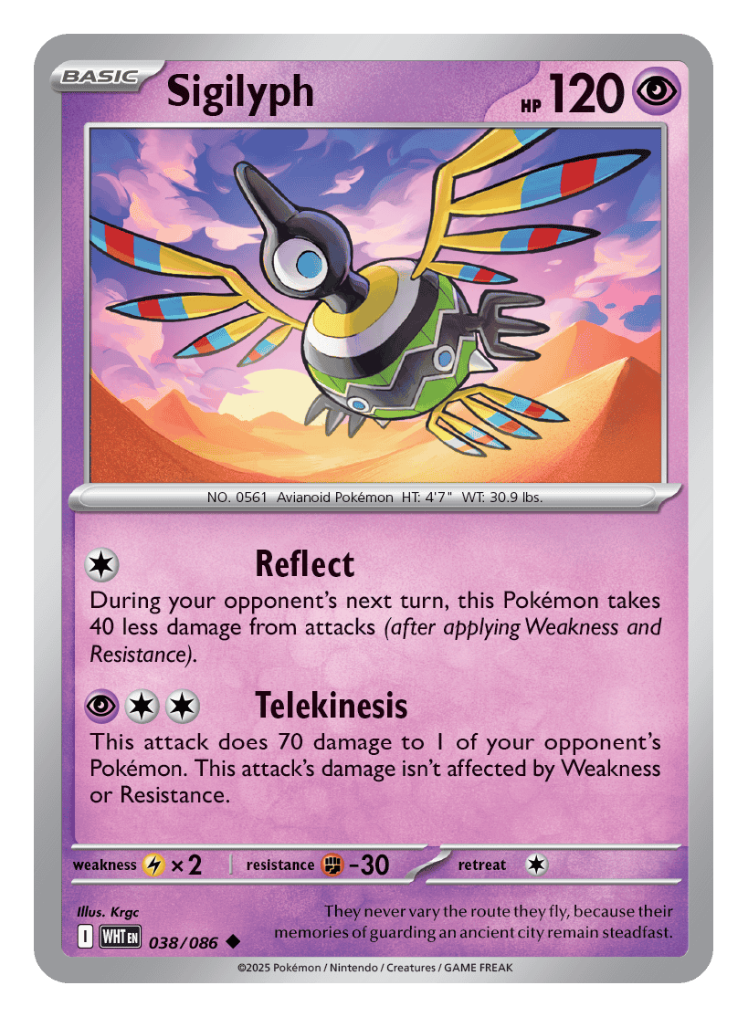 Sigilyph 038/086 - Pokémon TCG White Flare card