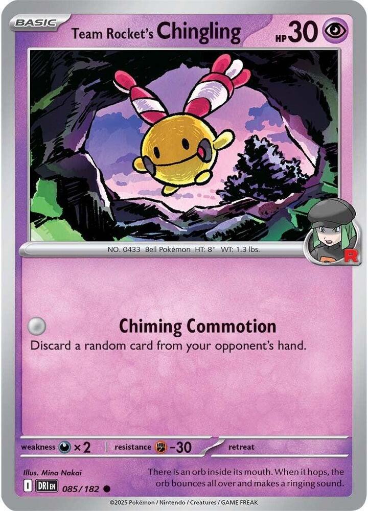Team Rocket's Chingling 085/182 - Destined Rivals Pokémon TCG card